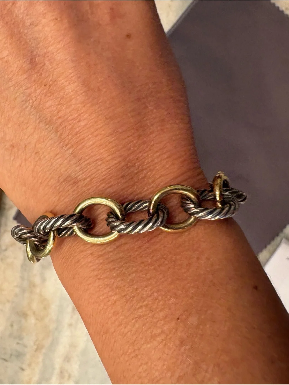 David Yurman 18K Yellow Gold & Sterling Silver Oval Link Bracelet